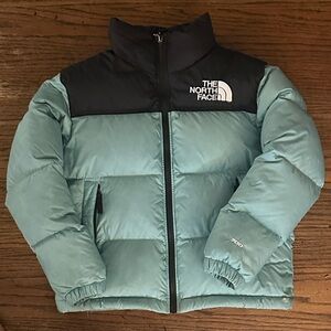 The North Face Black and Mint Nuptse Puffer Jacket 700 - teen medium/ 10